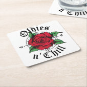 Oldies Red Rose Kartonnen Onderzetters (Schuin)