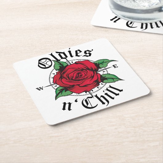 Oldies Red Rose Kartonnen Onderzetters (Schuin)