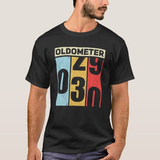 Oldometer 29-30 Funny 30th Birthday Odometer Gift T-shirt (Voorkant)