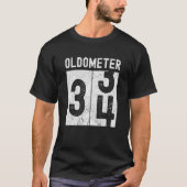 Oldometer 34e verjaardag Retro draaien 34 jaar Ol T-shirt (Voorkant)