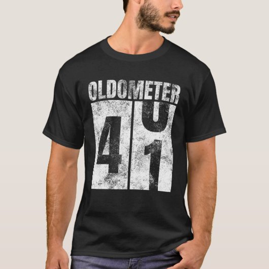 Oldometer 40-41 Yrs Oude Man Vrouw Bday Graphic 41 T-shirt (Voorkant)