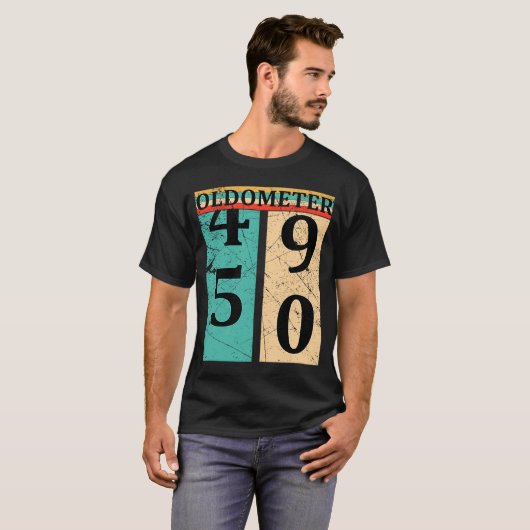 Oldometer 49 50 50th Birthday T-shirt (Voorkant volledig)