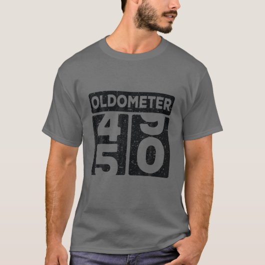 Oldometer 49-50 jaar oude Funny 50th Birthday Mann T-shirt (Voorkant)