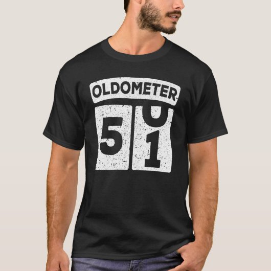 Oldometer 50 51 49e verjaardag t-shirt (Voorkant)