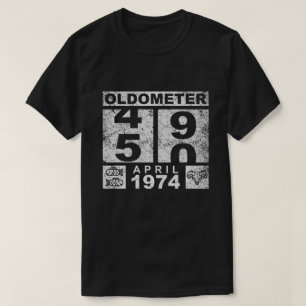 oldometer 50 , april 1974 Grappige Oldometer Verja T-shirt