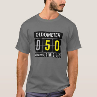 Oldometer 50 Funny 50th Birthday Gift Yellow Text T-shirt