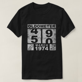 Oldometer 50, maart 1974, 50ste verjaardag t-shirt