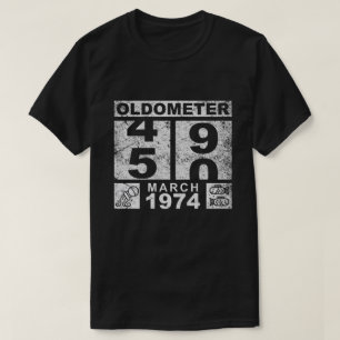 Oldometer 50, maart 1974, 50ste verjaardag t-shirt