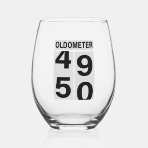 Oldometer 50th Birthday Wijnglas Zonder Voet