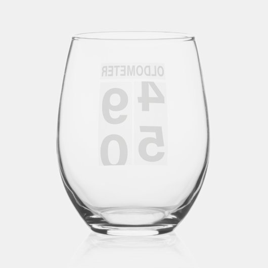 Oldometer 50th Birthday Wijnglas Zonder Voet (Achterkant)