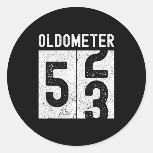 Oldometer 53e verjaardag Funny Retro wordt 53 jaar Ronde Sticker (Voorkant)