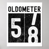 Oldometer 58th Birthday Funny Retro Turning 58 Yea Poster (Voorkant)