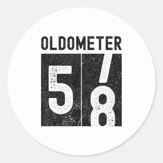 Oldometer 58th Birthday Funny Retro Turning 58 Yea Ronde Sticker (Voorkant)