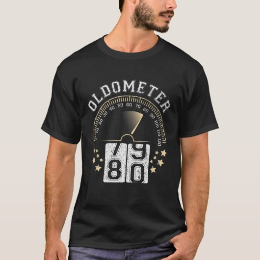 Oldometer draait naar 80 BD retro voor Man / vrouw T-shirt (Voorkant)