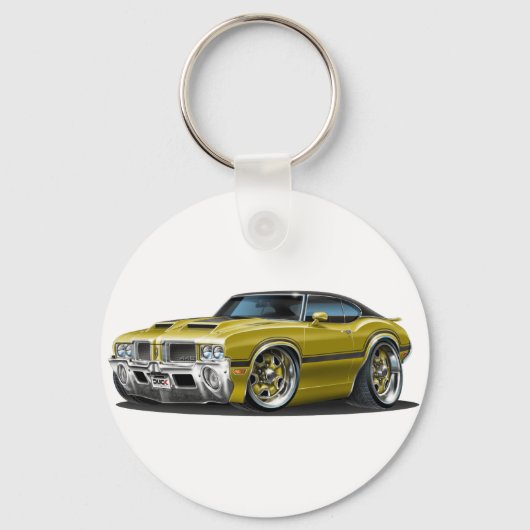 Olds Cutlass 442 Gold Car Sleutelhanger (Voorkant)