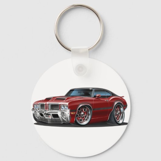 Olds Cutlass 442 Maroon Car Sleutelhanger (Voorkant)