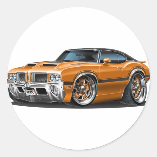 Olds Cutlass 442 Oranje auto Ronde Sticker (Voorkant)
