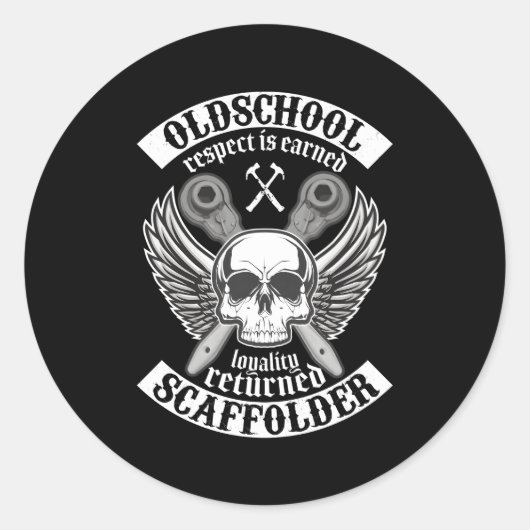 Oldschool Scaffold Builder Ronde Sticker (Voorkant)