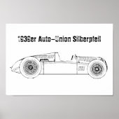 Oldtimer 1939 Duitse Auto-Unie Zilveren Pijl Poster (Voorkant)