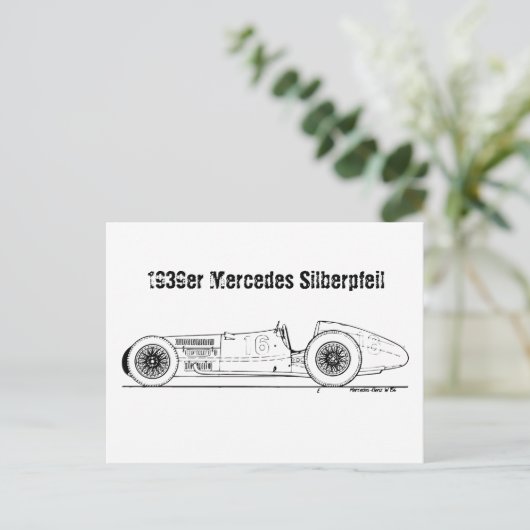 Oldtimer 1939er Deutschland Mercedes Sielberpfeil Briefkaart (Staand voorkant)