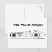 Oldtimer 1939er Deutschland Mercedes Sielberpfeil Briefkaart (Voorkant / Achterkant)