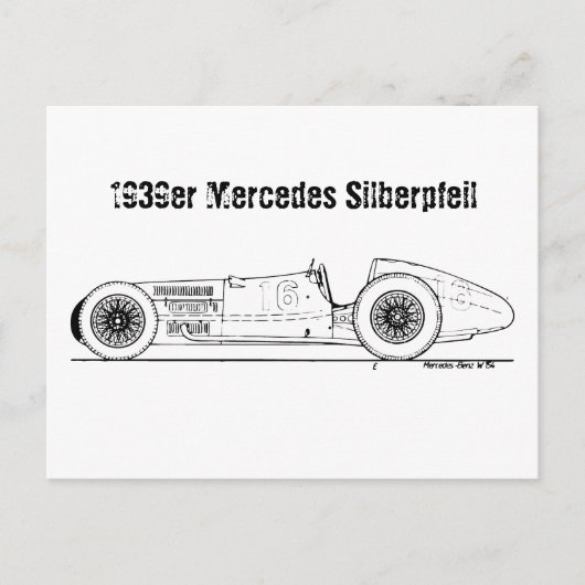 Oldtimer 1939er Deutschland Mercedes Sielberpfeil Briefkaart (Voorkant)