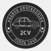 Oldtimer 2CV Abzeichen Engineering Emblem Ronde Sticker (Voorkant)