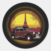 Oldtimer 2cv Charleston Paris Sonnenuntergang Ronde Sticker (Voorkant)