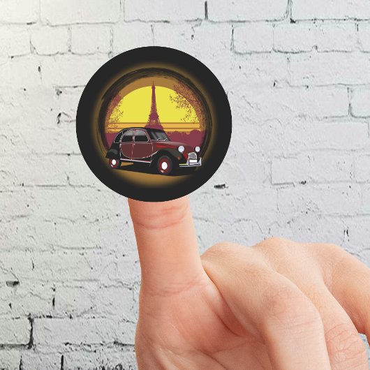 Oldtimer 2cv Charleston Paris Sonnenuntergang Ronde Sticker