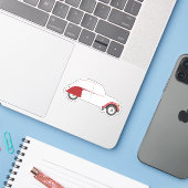 Oldtimer 2CV Dolly Rot Sticker (Laptop met iPhone)