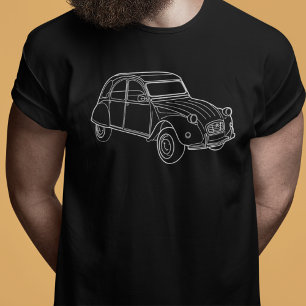 Oldtimer 2cv Ente Diagonal Linienzeichnung T-shirt