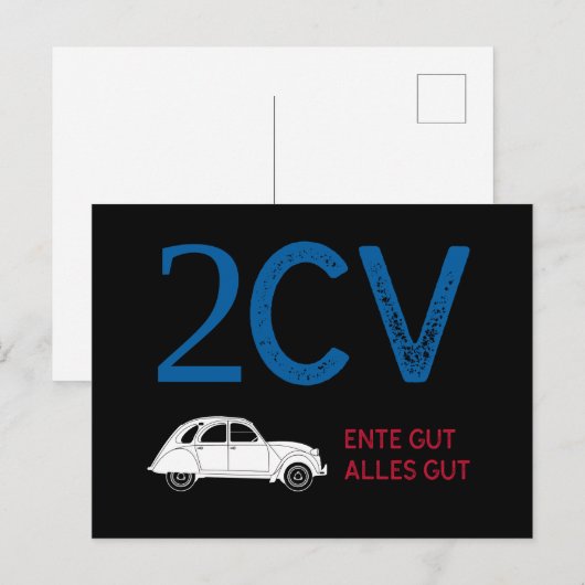 Oldtimer 2cv Ente Frankreich Fahne Farben Briefkaart (Voorkant / Achterkant)