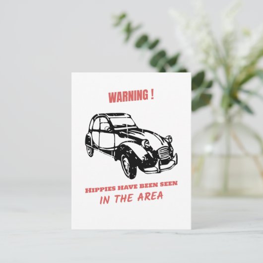 Oldtimer 2cv Ente Hippie Warnung Briefkaart (Staand voorkant)
