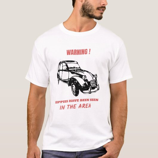Oldtimer 2cv Ente Hippie Warnung T-shirt (Voorkant)