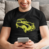 Oldtimer 2cv Ente Linienzeichnung Gelb T-shirt