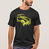 Oldtimer 2cv Ente Linienzeichnung Gelb T-shirt (Voorkant)