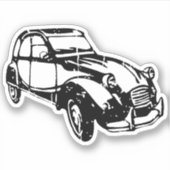 Oldtimer 2cv Ente Linienzeichnung Schwarz Sticker (Voorkant)