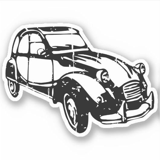 Oldtimer 2cv Ente Linienzeichnung Schwarz Sticker (Voorkant)
