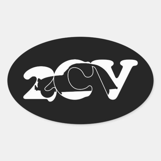 Oldtimer 2cv Ente Schatten Weiss Ovale Sticker (Voorkant)