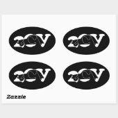 Oldtimer 2cv Ente Schatten Weiss Ovale Sticker (Vel)