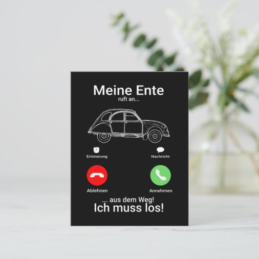 Oldtimer 2cv Ente Silhouette Smartphone Briefkaart (Staand voorkant)