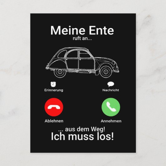 Oldtimer 2cv Ente Silhouette Smartphone Briefkaart (Voorkant)