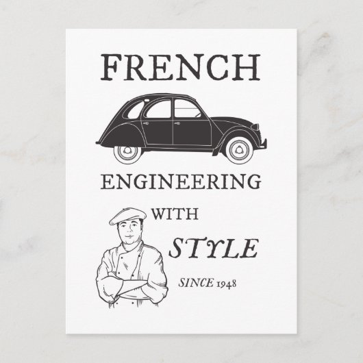 Oldtimer 2cv French engineering Retro Briefkaart (Voorkant)