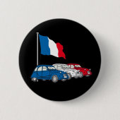 Oldtimer 2CV Trio Frankreich Flagge Ronde Button 5,7 Cm (Voorkant)