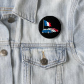 Oldtimer 2CV Trio Frankreich Flagge Ronde Button 5,7 Cm (In situ)