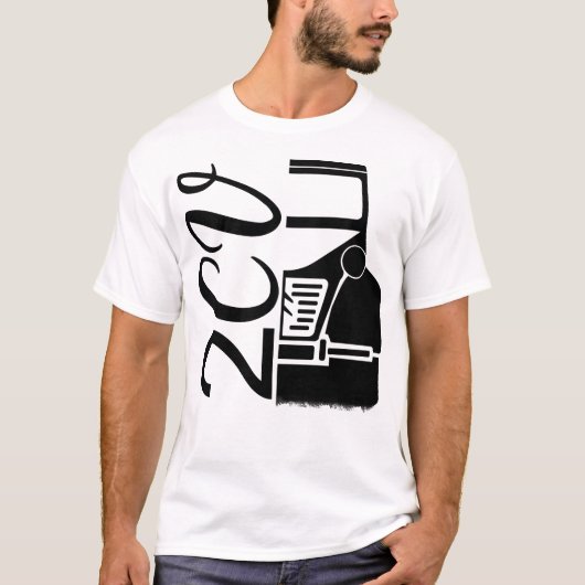 Oldtimer 2cv Typografie Halbe Ente T-shirt (Voorkant)