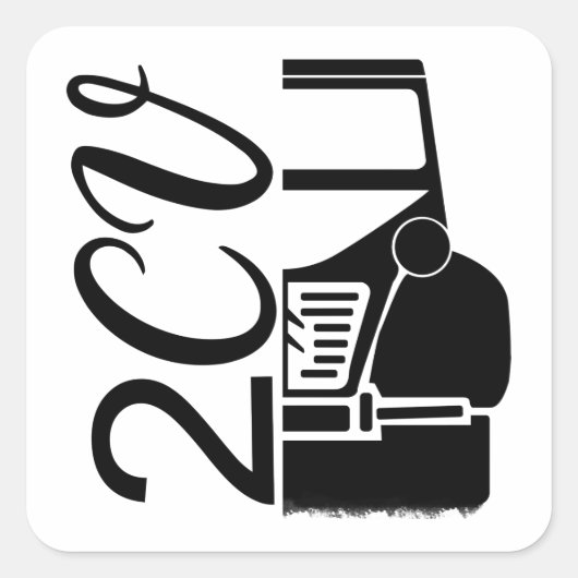 Oldtimer 2cv Typografie Halbe Ente Vierkante Sticker (Voorkant)