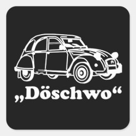 Oldtimer 2cv Weisse Döschwo Silhouette Vierkante Sticker