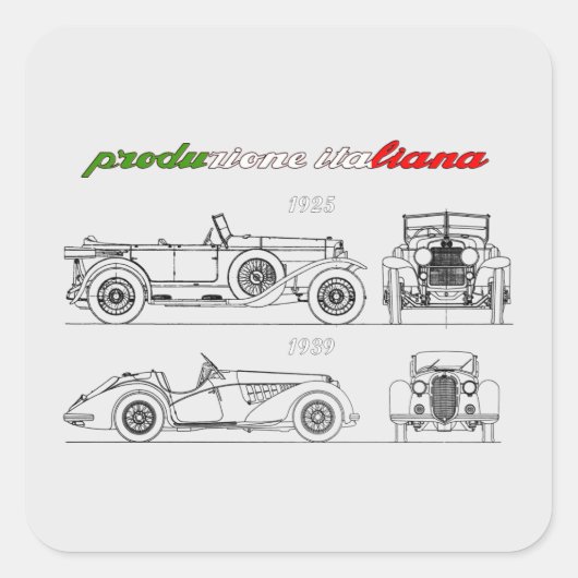 Oldtimer Amore Motore Alfa Romeo Vierkante Sticker (Voorkant)