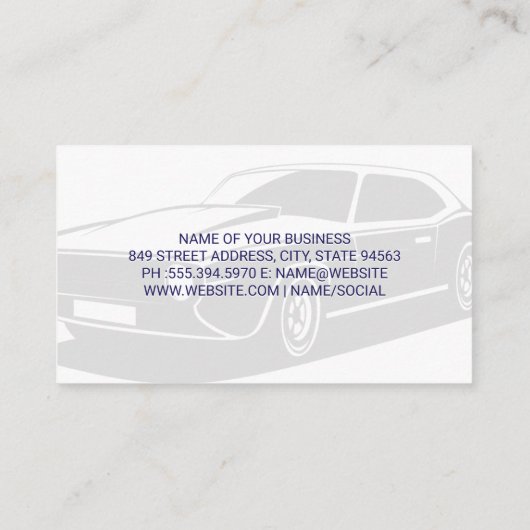 oldtimer | Auto Reparatie Logo Visitekaartje (Achterkant)